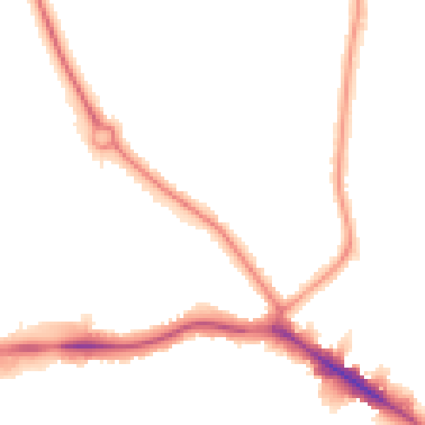 Night-time road noise heatmap for NW9 8EW