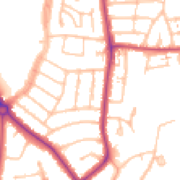 Daytime road noise heatmap for NW9 8HS