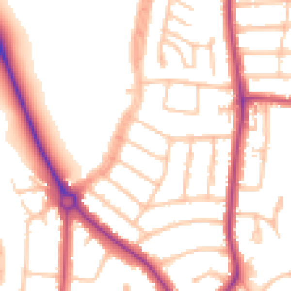 Daytime road noise heatmap for NW9 8NS