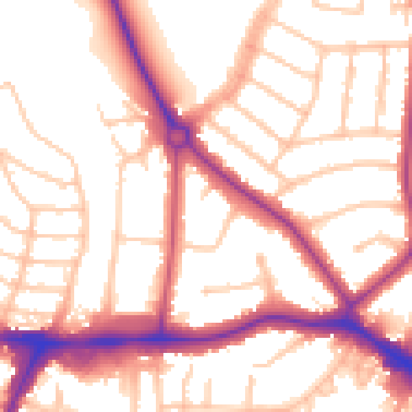 Daytime road noise heatmap for NW9 8PT