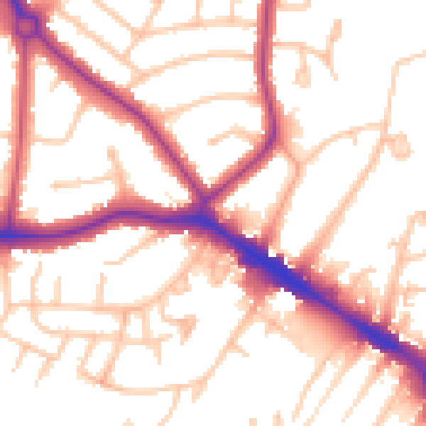 Daytime road noise heatmap for NW9 8RP