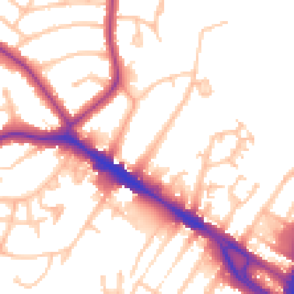 Daytime road noise heatmap for NW9 8RT