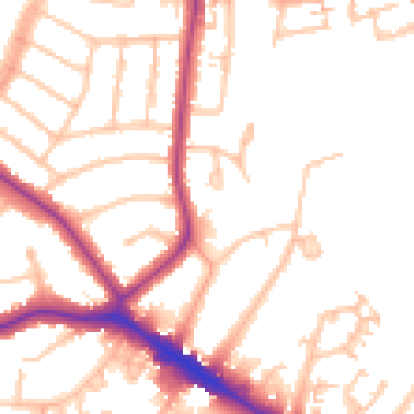 Daytime road noise heatmap for NW9 8SZ
