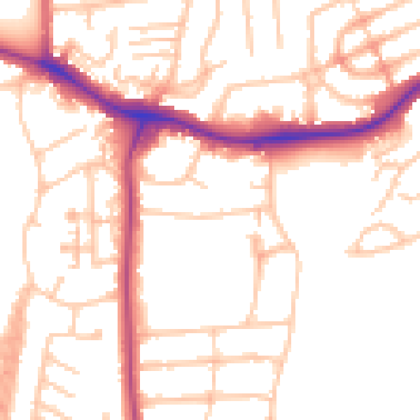 Daytime road noise heatmap for NW9 8TX