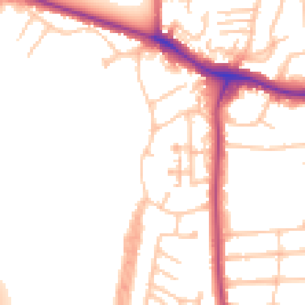 Daytime road noise heatmap for NW9 8XU