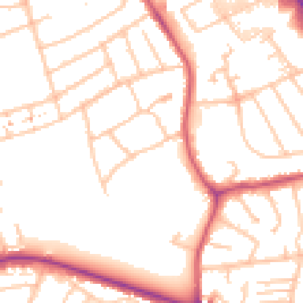 Daytime road noise heatmap for NW9 9AJ