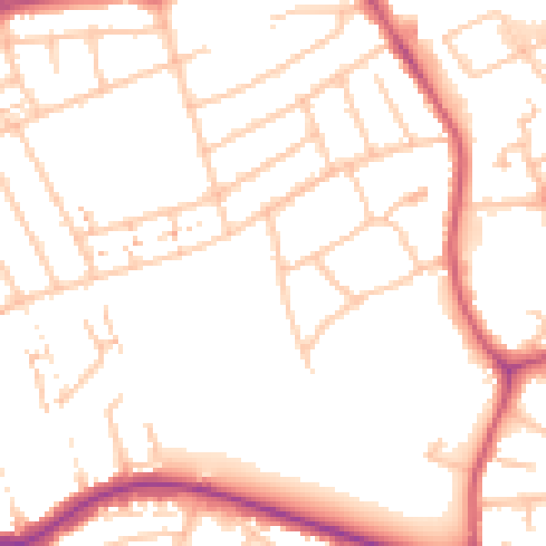 Daytime road noise heatmap for NW9 9AY