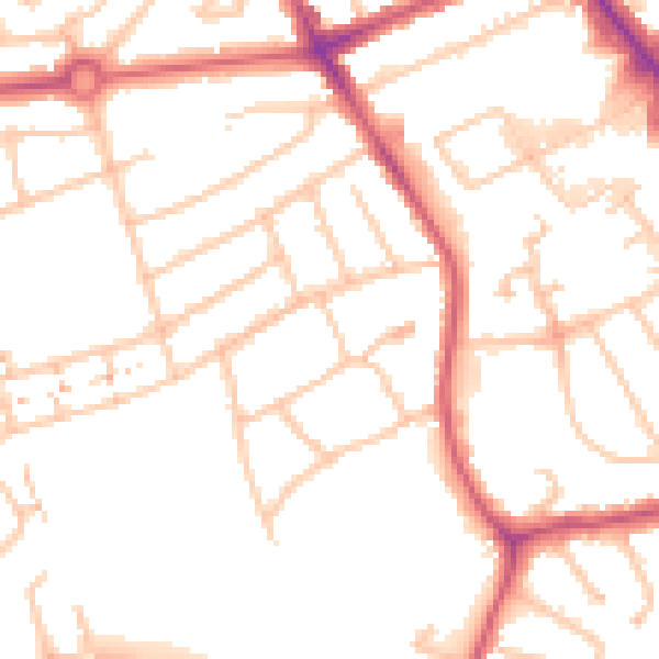 Daytime road noise heatmap for NW9 9BE