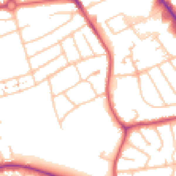 Daytime road noise heatmap for NW9 9BH