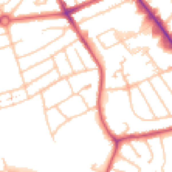 Daytime road noise heatmap for NW9 9BL