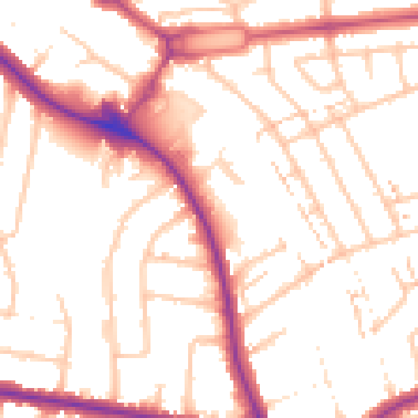 Daytime road noise heatmap for NW9 9BP