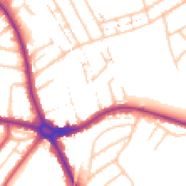 Daytime road noise heatmap for NW9 9BX