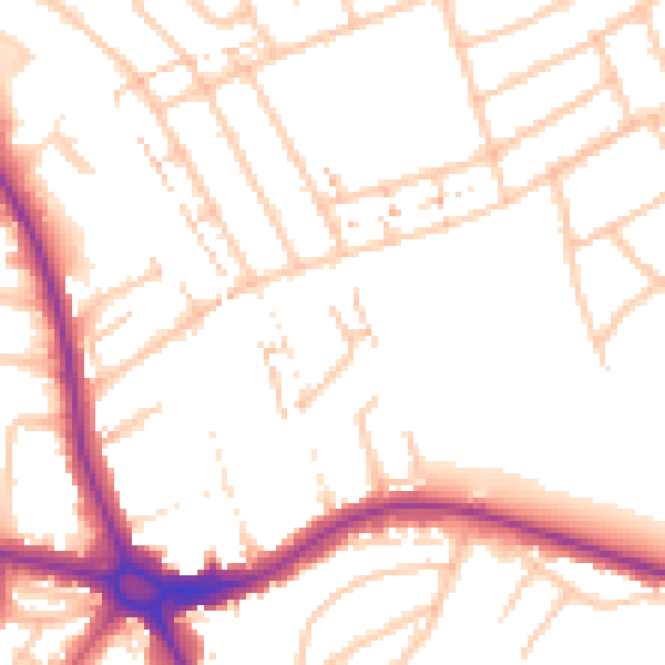 Daytime road noise heatmap for NW9 9DB