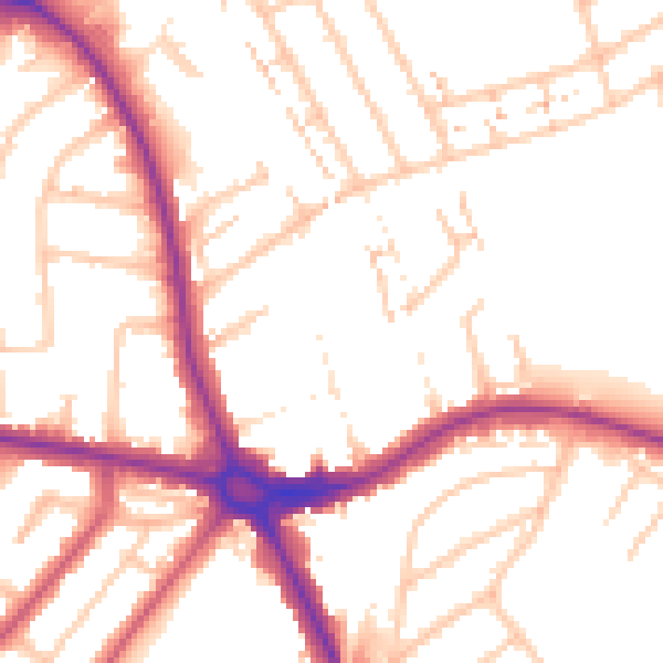 Daytime road noise heatmap for NW9 9DG