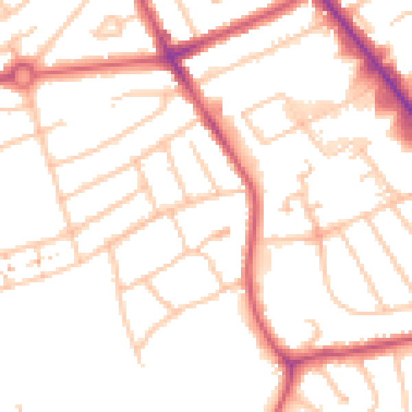 Daytime road noise heatmap for NW9 9JP