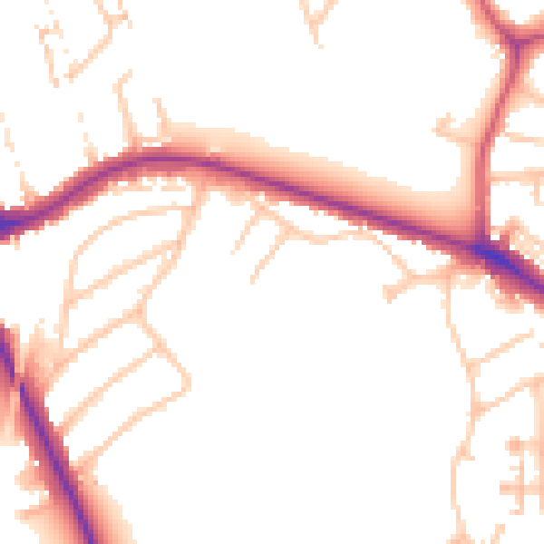 Daytime road noise heatmap for NW9 9LT