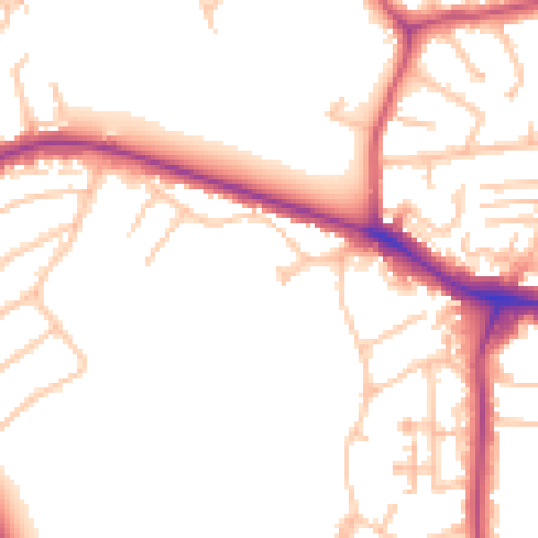 Daytime road noise heatmap for NW9 9NB