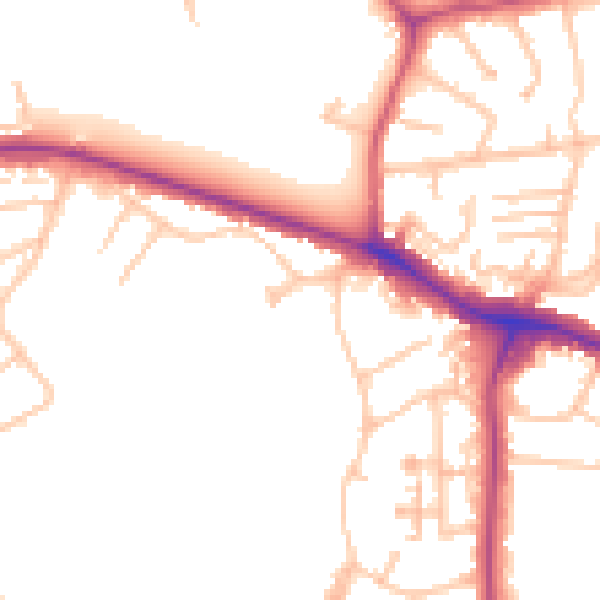 Daytime road noise heatmap for NW9 9PF