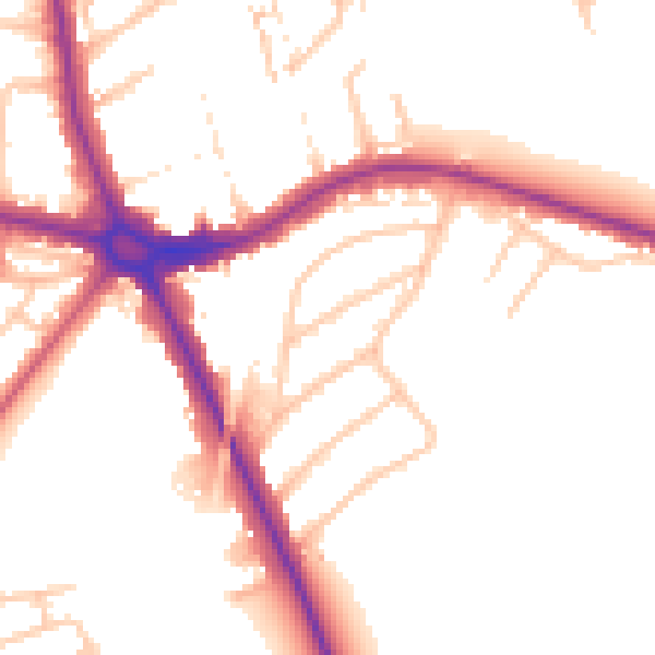Daytime road noise heatmap for NW9 9PP