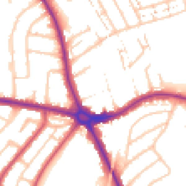 Daytime road noise heatmap for NW9 9QG