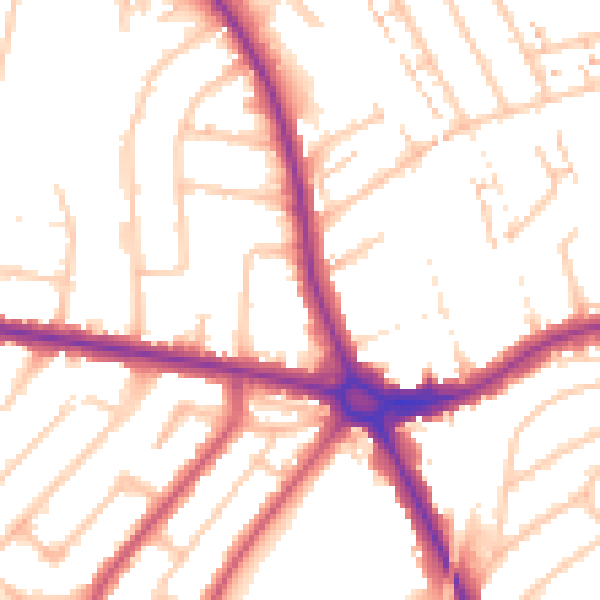 Daytime road noise heatmap for NW9 9QN