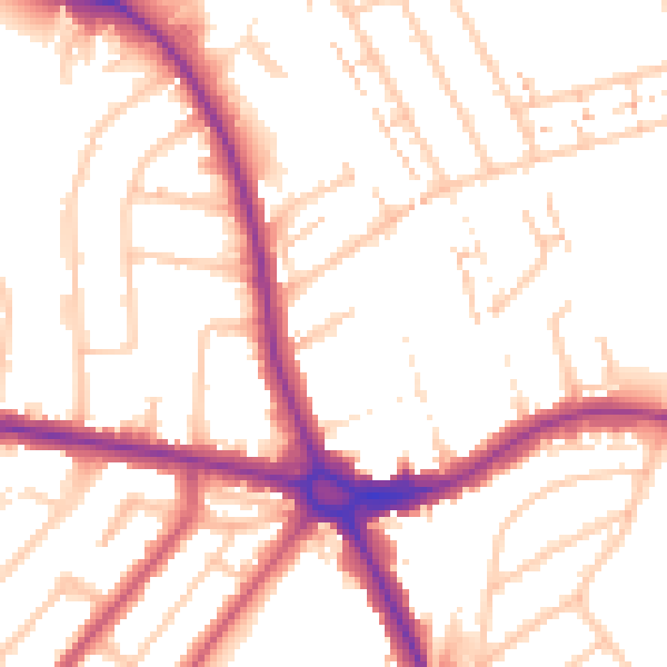 Daytime road noise heatmap for NW9 9QP