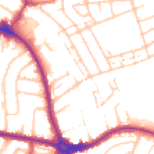 Daytime road noise heatmap for NW9 9QT