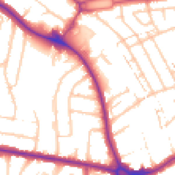 Daytime road noise heatmap for NW9 9RA