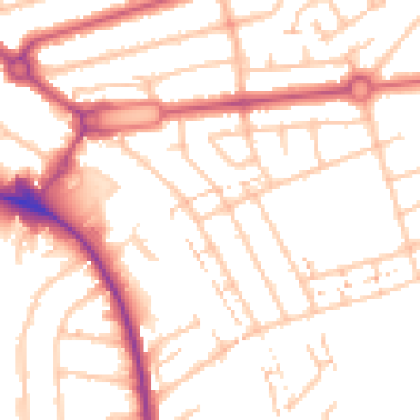 Daytime road noise heatmap for NW9 9TG