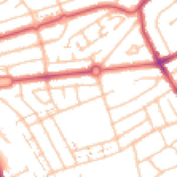 Daytime road noise heatmap for NW9 9TR