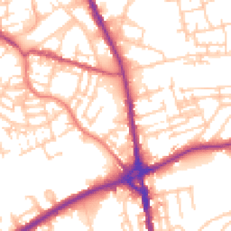 Daytime road noise heatmap for OL11 1AB