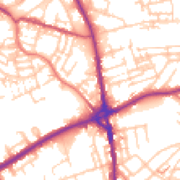 Daytime road noise heatmap for OL11 1AN