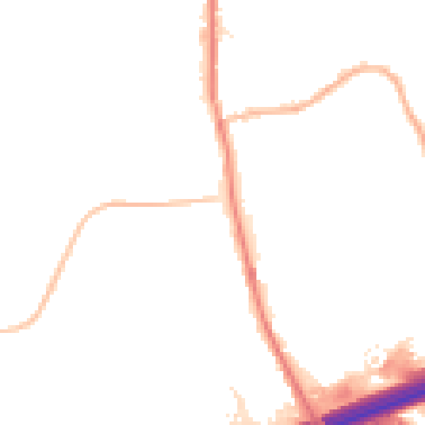 Night-time road noise heatmap for OL11 2AD