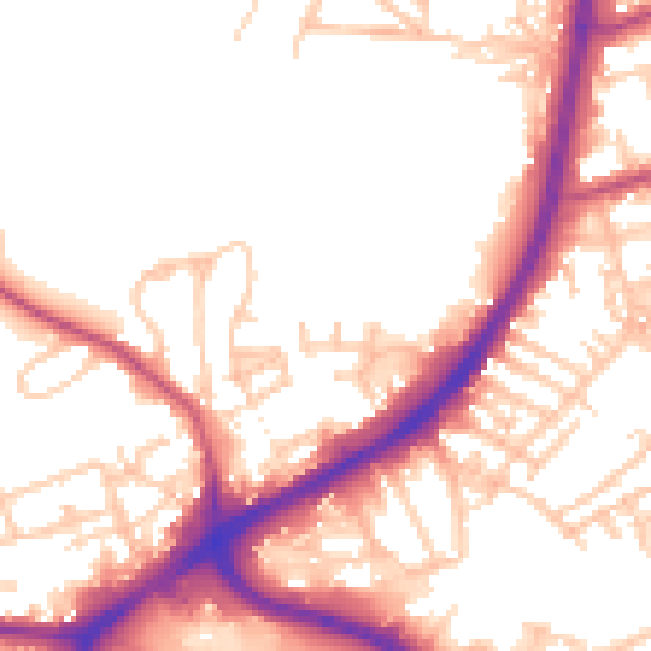Daytime road noise heatmap for OL11 4LT