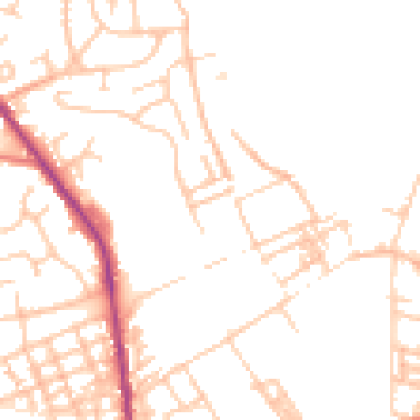 Daytime road noise heatmap for OL12 0AE