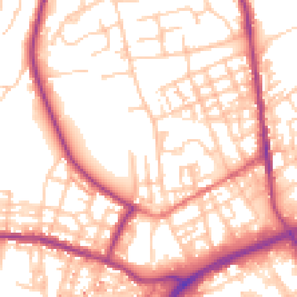 Daytime road noise heatmap for OL12 0AJ