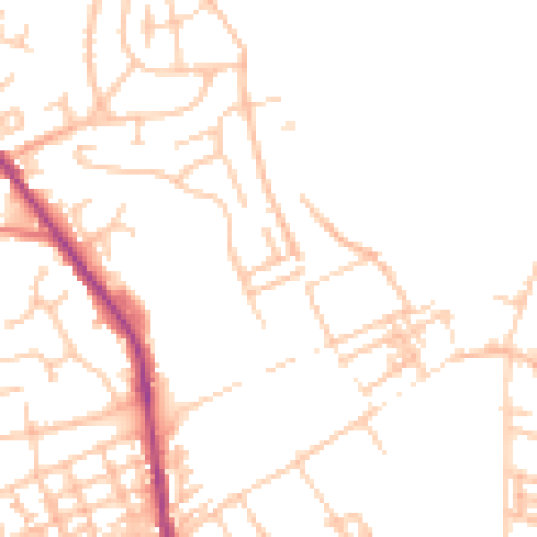 Daytime road noise heatmap for OL12 0AW