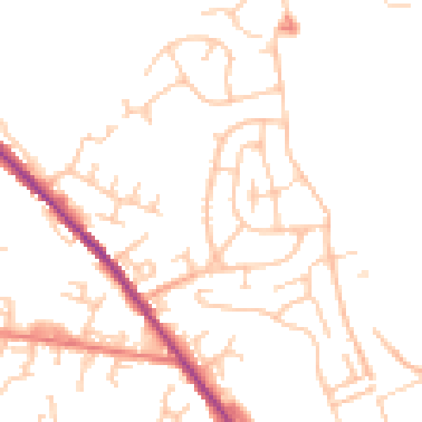 Daytime road noise heatmap for OL12 0BA