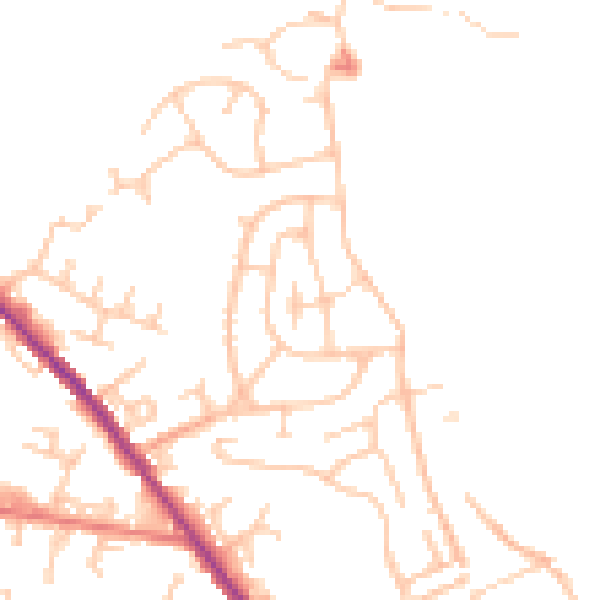 Daytime road noise heatmap for OL12 0BD