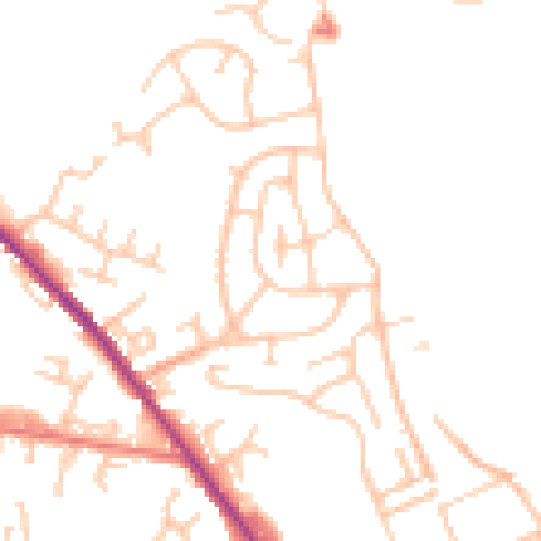Daytime road noise heatmap for OL12 0BJ