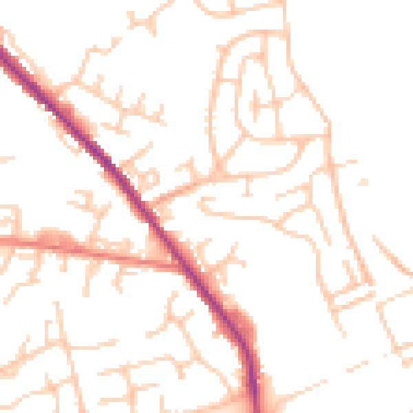 Daytime road noise heatmap for OL12 0BS