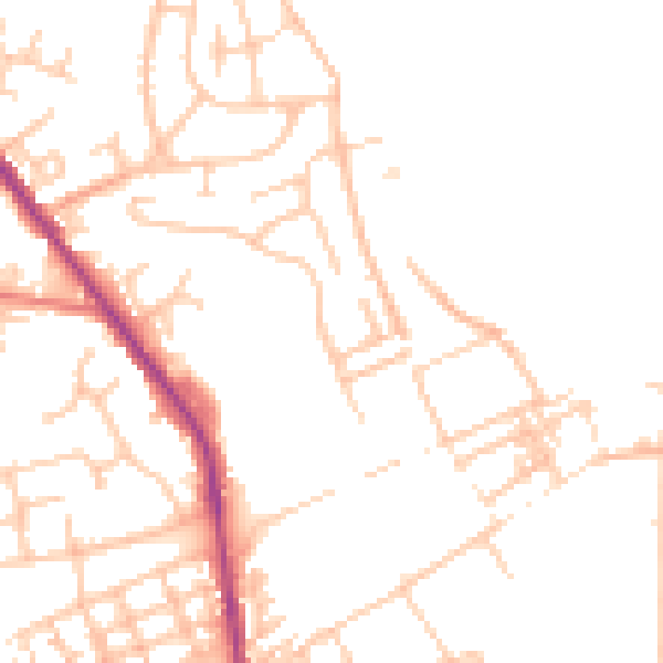 Daytime road noise heatmap for OL12 0BZ