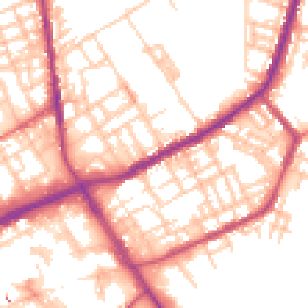 Daytime road noise heatmap for OL12 0DQ