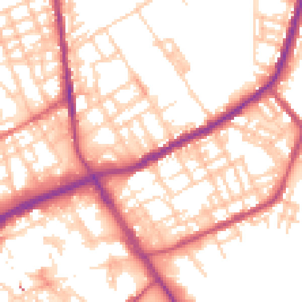 Daytime road noise heatmap for OL12 0DR