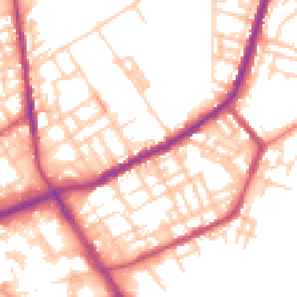 Daytime road noise heatmap for OL12 0DS