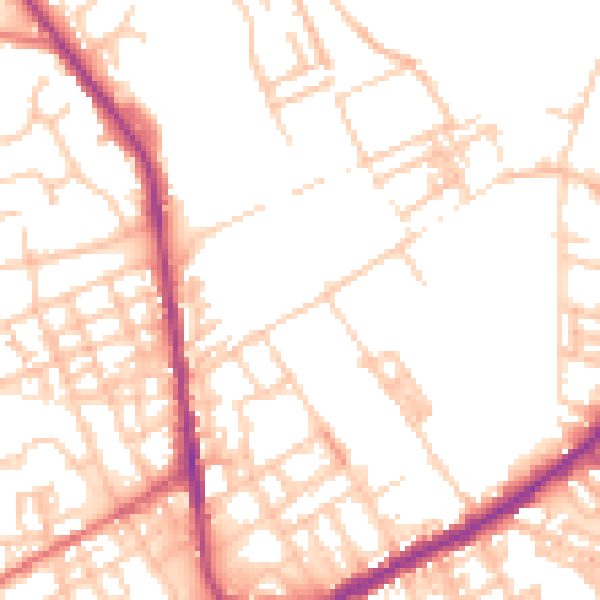 Daytime road noise heatmap for OL12 0EB