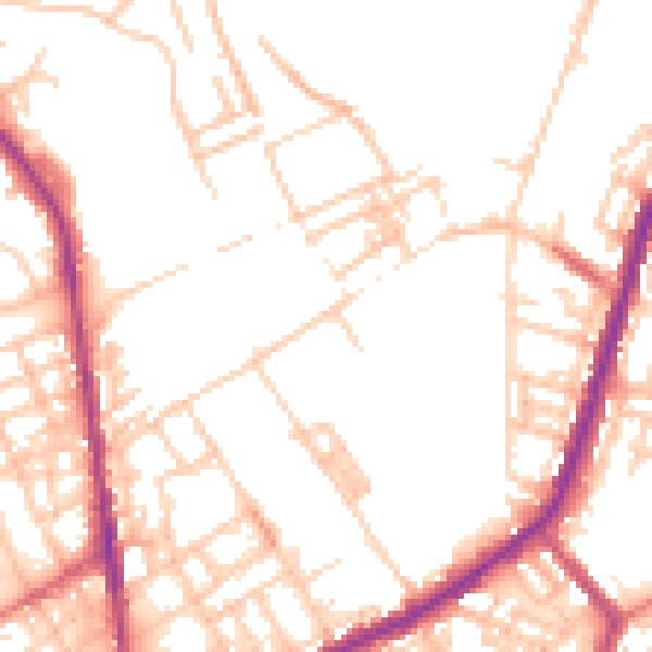 Daytime road noise heatmap for OL12 0ED