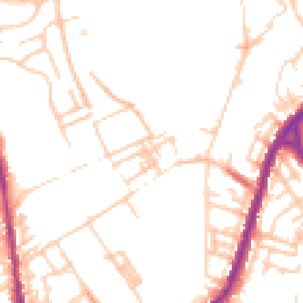 Daytime road noise heatmap for OL12 0EJ