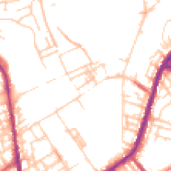 Daytime road noise heatmap for OL12 0EQ