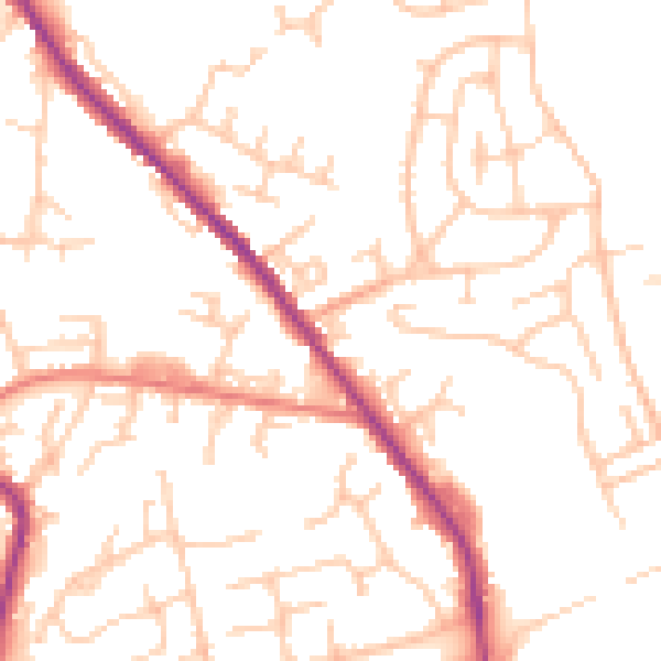 Daytime road noise heatmap for OL12 0SG